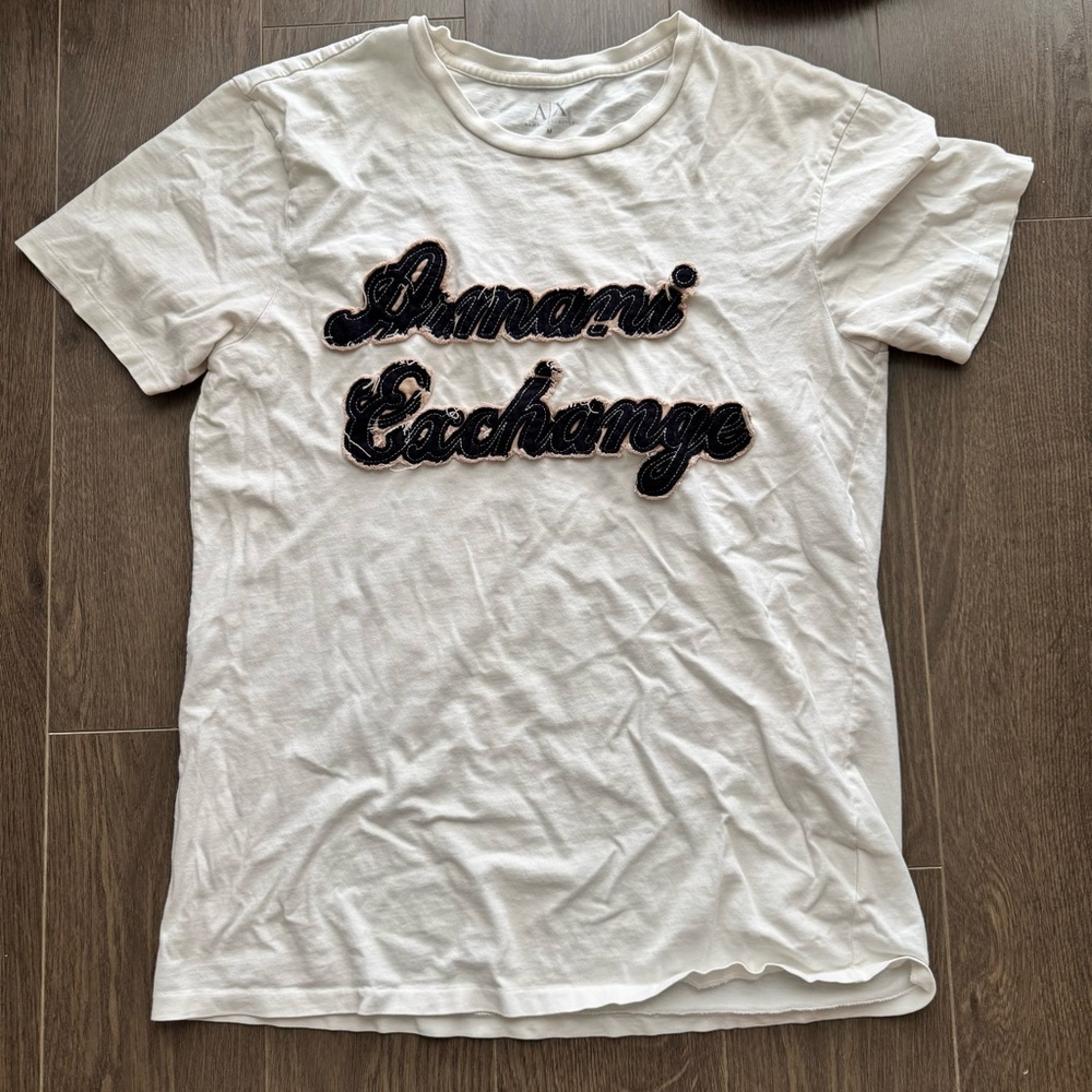 Armani Exchange White Tee with Black Logo